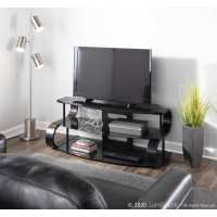 Lumisource TV-SW-120 BK Metro 120 Contemporary TV Stand in Black Wood and Black Glass